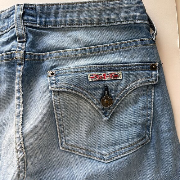 Hudson Womens Flared Jeans Size 27 Made In USA Medium Wash Denim Distressed - Picture 8 of 12